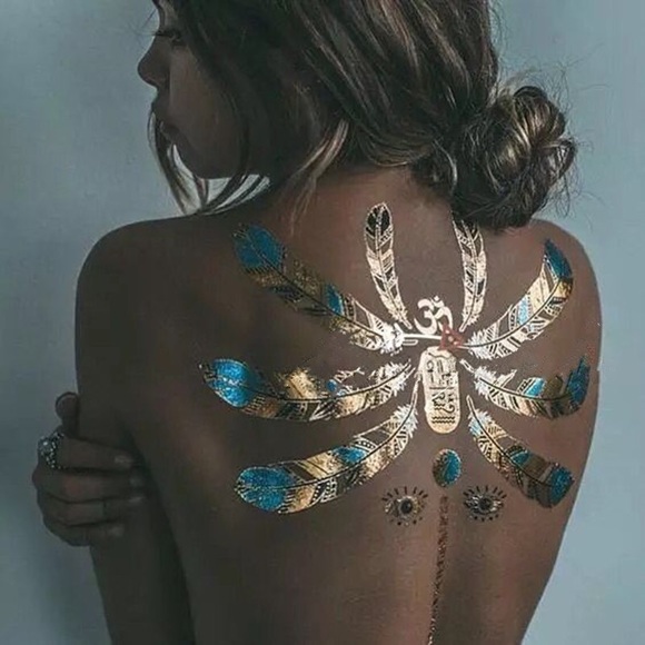 4 Sheets Boho Festival Temporary Metallic Flash Tattoos - Picture 6 of 16